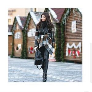 Chicwish Womens turn down shawl collar earth tone brown coat like NEW